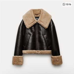 Zara double faced biker jacket Faux Shearling Medium